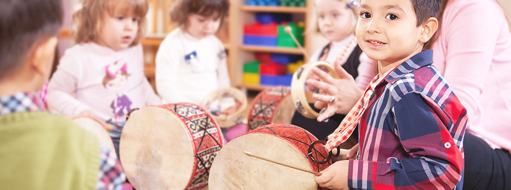 Liberty Post NY Integrated Preschool, Children in preschool playing the drums